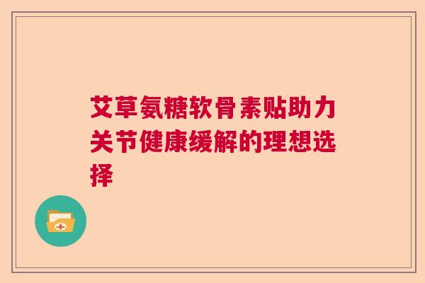 艾草氨糖软骨素贴助力关节健康缓解的理想选择 艾草氨糖软骨素贴助力关节健康缓解的理想选择