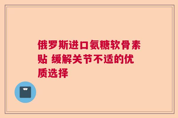 俄罗斯进口氨糖软骨素贴 缓解关节不适的优质选择