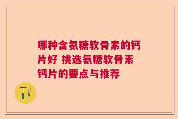 哪种含氨糖软骨素的钙片好 挑选氨糖软骨素钙片的要点与推荐