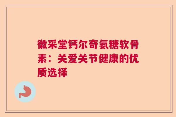 徽采堂钙尔奇氨糖软骨素：关爱关节健康的优质选择