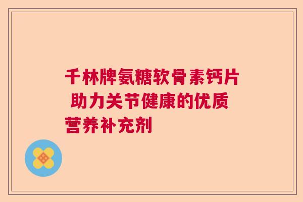 千林牌氨糖软骨素钙片 助力关节健康的优质营养补充剂