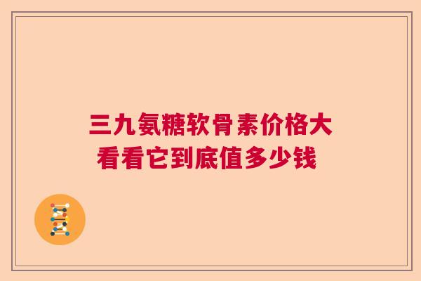 三九氨糖软骨素价格大 看看它到底值多少钱