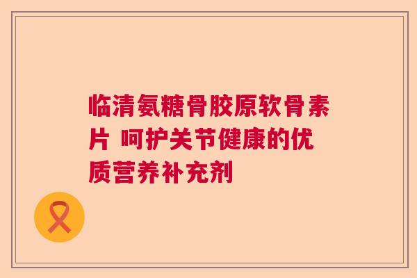 临清氨糖骨胶原软骨素片 呵护关节健康的优质营养补充剂