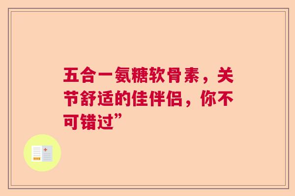 五合一氨糖软骨素，关节舒适的佳伴侣，你不可错过”