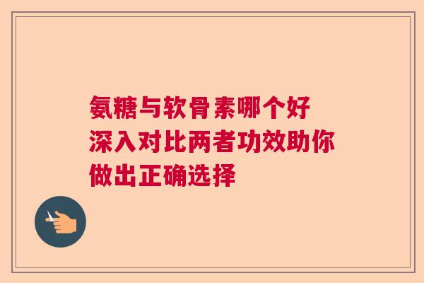氨糖与软骨素哪个好 深入对比两者功效助你做出正确选择