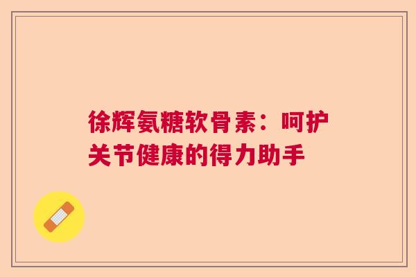 徐辉氨糖软骨素：呵护关节健康的得力助手