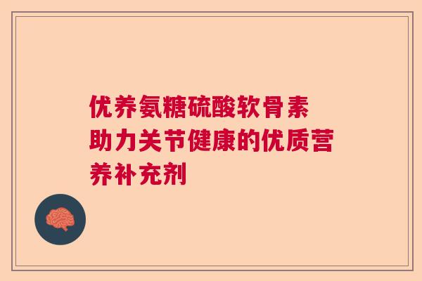 优养氨糖硫酸软骨素 助力关节健康的优质营养补充剂 优养氨糖硫酸软骨素 助力关节健康的优质营养补充剂