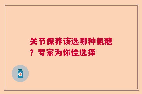 关节保养该选哪种氨糖？专家为你佳选择