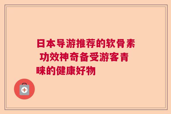日本导游推荐的软骨素 功效神奇备受游客青睐的健康好物