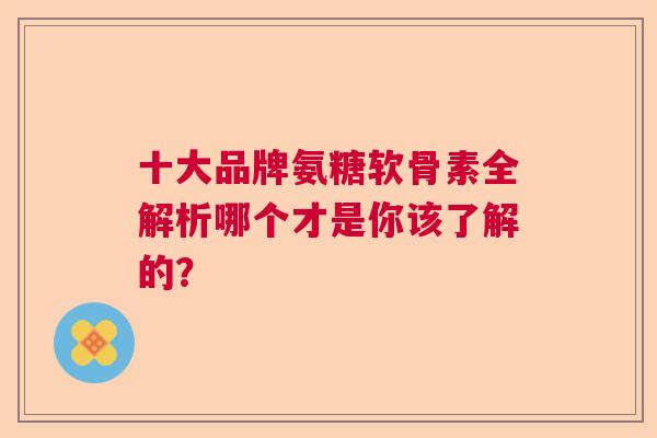 十大品牌氨糖软骨素全解析哪个才是你该了解的？