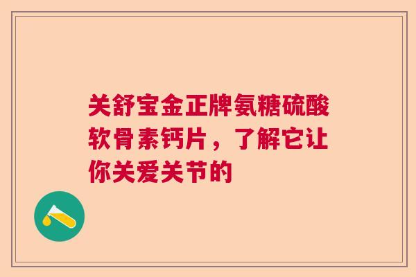 关舒宝金正牌氨糖硫酸软骨素钙片，了解它让你关爱关节的