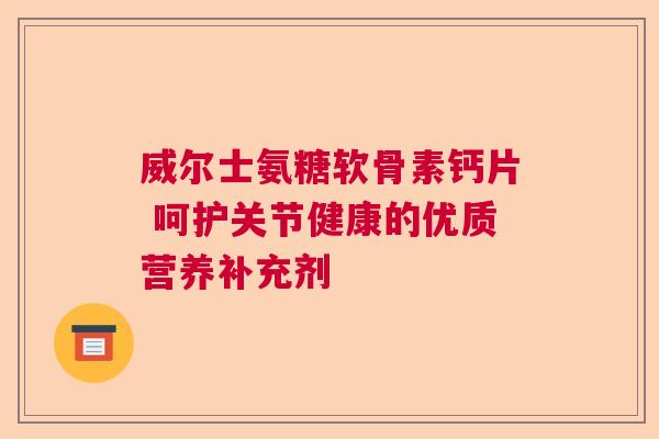 威尔士氨糖软骨素钙片 呵护关节健康的优质营养补充剂