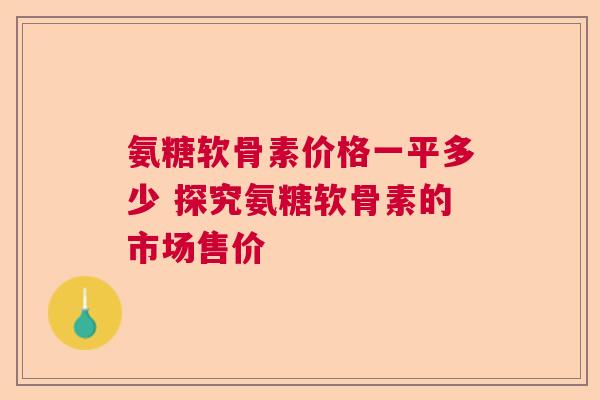 氨糖软骨素价格一平多少 探究氨糖软骨素的市场售价 氨糖软骨素价格一平多少 探究氨糖软骨素的市场售价