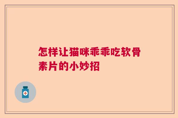 怎样让猫咪乖乖吃软骨素片的小妙招