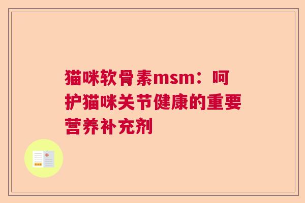 猫咪软骨素msm：呵护猫咪关节健康的重要营养补充剂