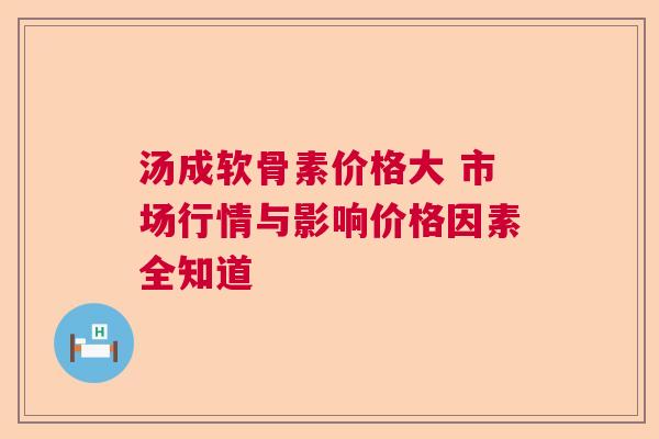 汤成软骨素价格大 市场行情与影响价格因素全知道