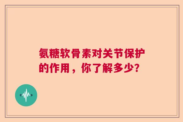 氨糖软骨素对关节保护的作用，你了解多少？