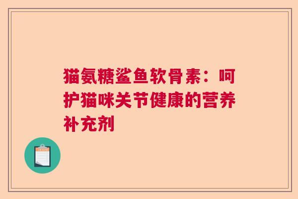 猫氨糖鲨鱼软骨素：呵护猫咪关节健康的营养补充剂