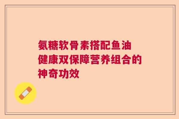 氨糖软骨素搭配鱼油 健康双保障营养组合的神奇功效
