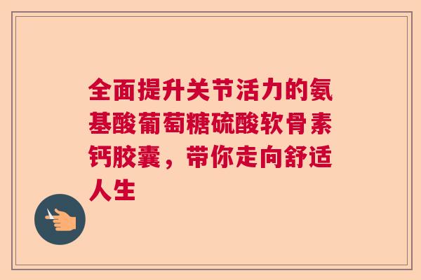 全面提升关节活力的氨基酸葡萄糖硫酸软骨素钙胶囊，带你走向舒适人生