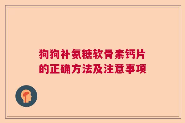 狗狗补氨糖软骨素钙片的正确方法及注意事项