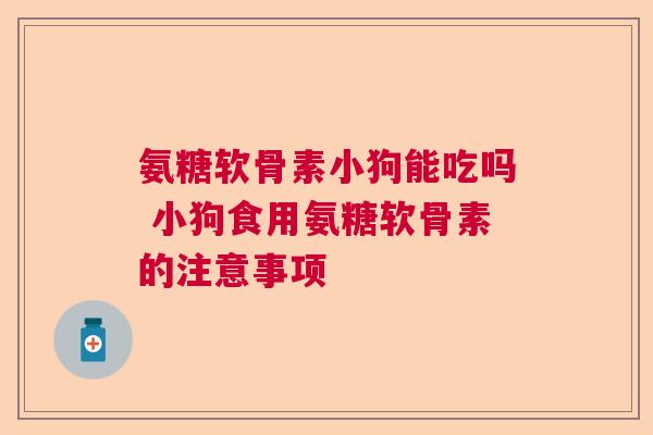 氨糖软骨素小狗能吃吗 小狗食用氨糖软骨素的注意事项