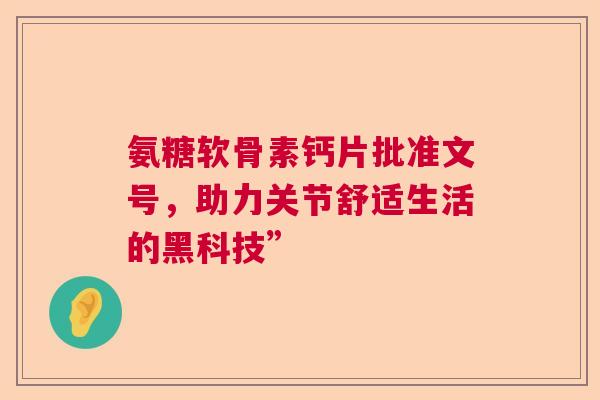 氨糖软骨素钙片批准文号，助力关节舒适生活的黑科技”