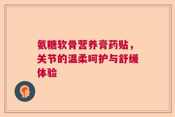 氨糖软骨营养膏药贴，关节的温柔呵护与舒缓体验
