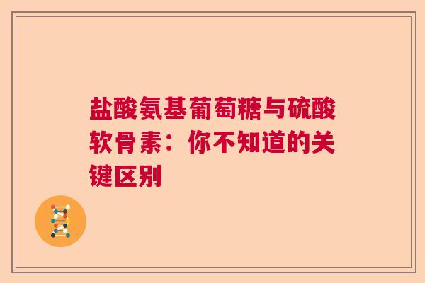 盐酸氨基葡萄糖与硫酸软骨素：你不知道的关键区别