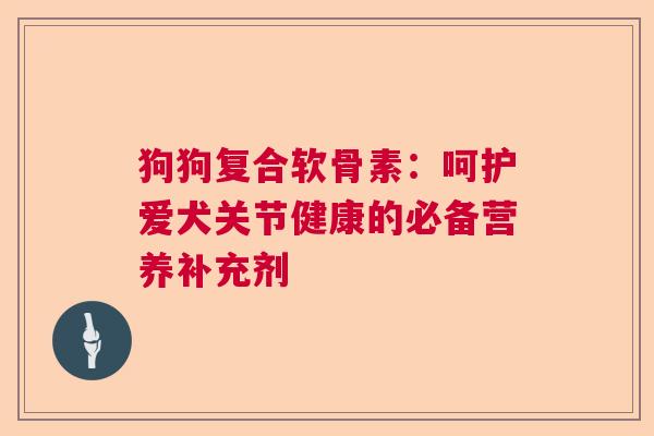 狗狗复合软骨素：呵护爱犬关节健康的必备营养补充剂