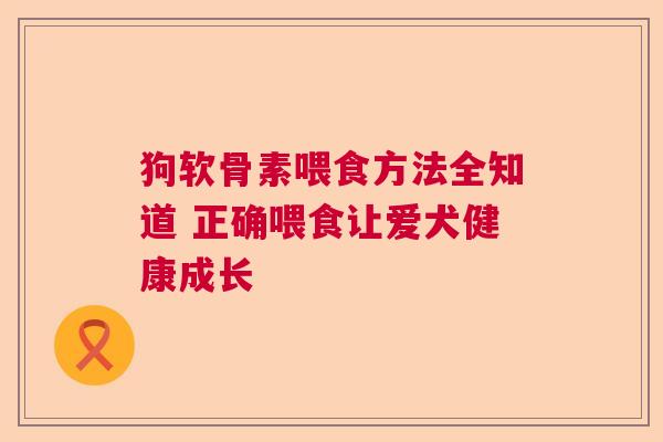 狗软骨素喂食方法全知道 正确喂食让爱犬健康成长