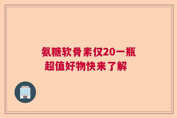 氨糖软骨素仅20一瓶 超值好物快来了解
