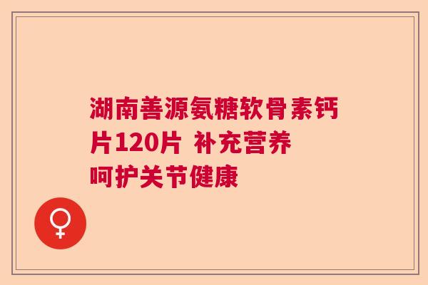 湖南善源氨糖软骨素钙片120片 补充营养呵护关节健康