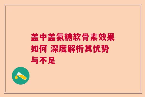 盖中盖氨糖软骨素效果如何 深度解析其优势与不足