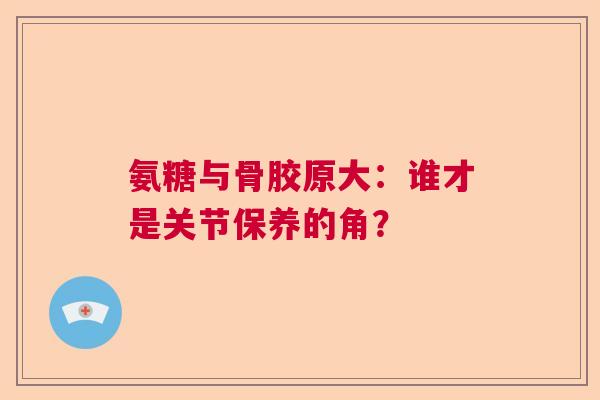 氨糖与骨胶原大：谁才是关节保养的角？