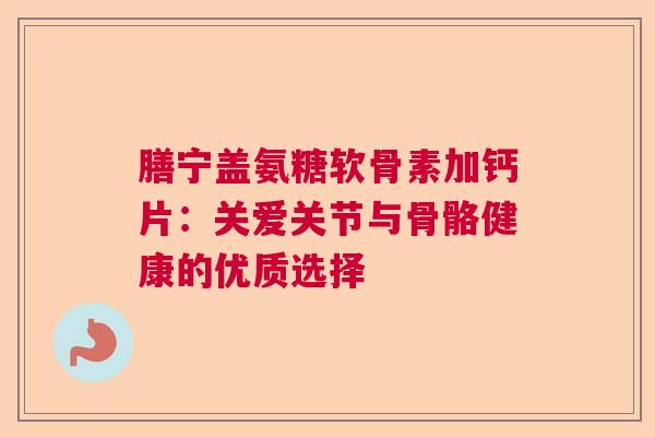 膳宁盖氨糖软骨素加钙片：关爱关节与骨骼健康的优质选择