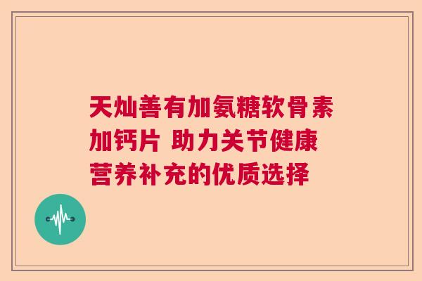 天灿善有加氨糖软骨素加钙片 助力关节健康营养补充的优质选择