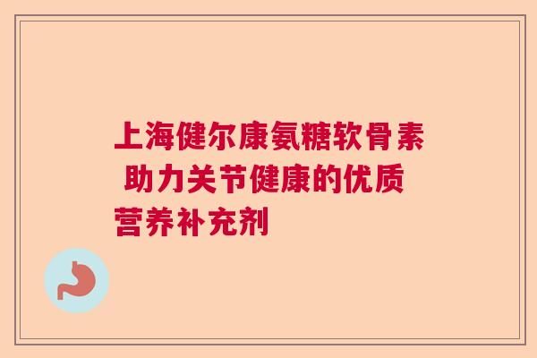 上海健尔康氨糖软骨素 助力关节健康的优质营养补充剂