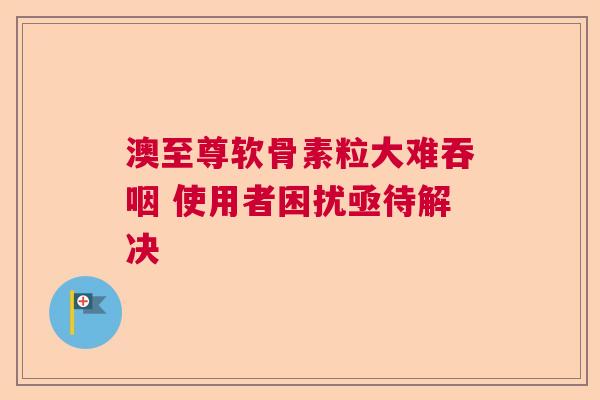 澳至尊软骨素粒大难吞咽 使用者困扰亟待解决