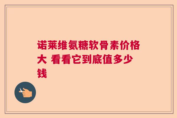 诺莱维氨糖软骨素价格大 看看它到底值多少钱