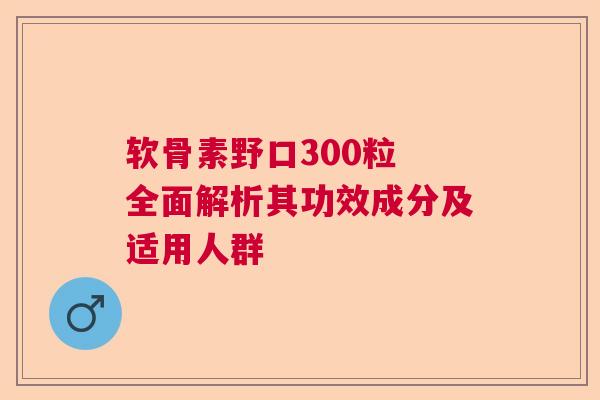 软骨素野口300粒 全面解析其功效成分及适用人群