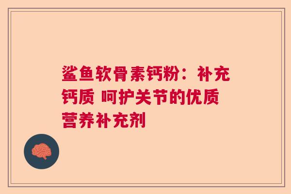 鲨鱼软骨素钙粉：补充钙质 呵护关节的优质营养补充剂