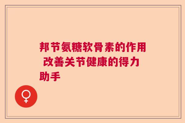邦节氨糖软骨素的作用 改善关节健康的得力助手