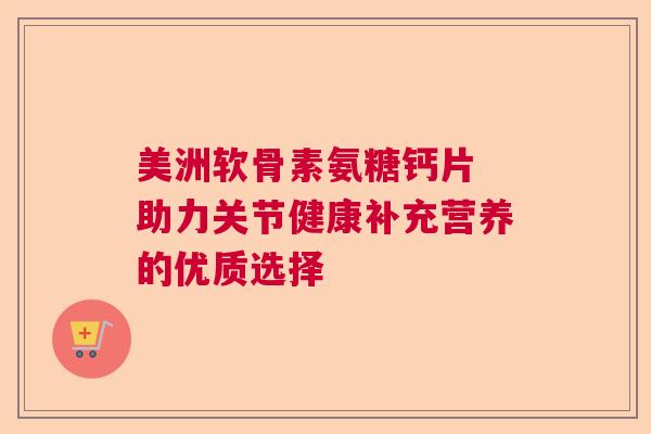 美洲软骨素氨糖钙片 助力关节健康补充营养的优质选择