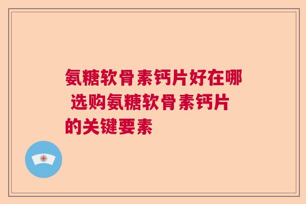 氨糖软骨素钙片好在哪 选购氨糖软骨素钙片的关键要素