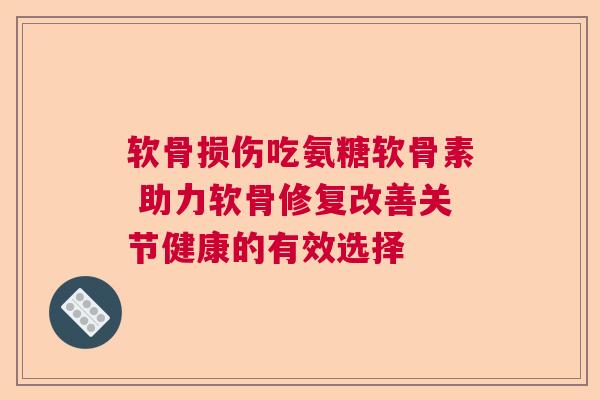 软骨损伤吃氨糖软骨素 助力软骨修复改善关节健康的有效选择