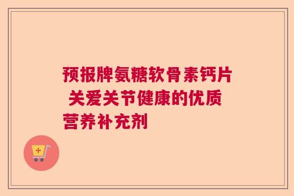 预报牌氨糖软骨素钙片 关爱关节健康的优质营养补充剂
