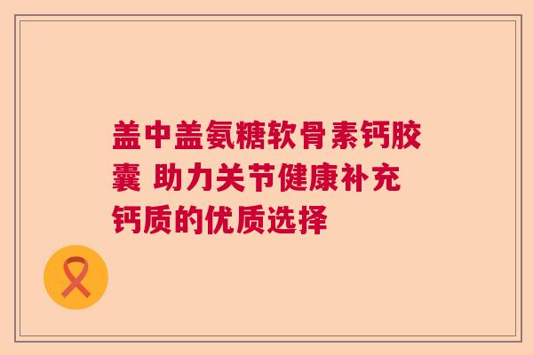 盖中盖氨糖软骨素钙胶囊 助力关节健康补充钙质的优质选择